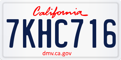 CA license plate 7KHC716