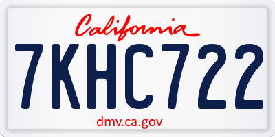 CA license plate 7KHC722