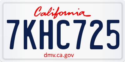 CA license plate 7KHC725