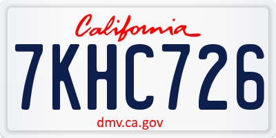 CA license plate 7KHC726