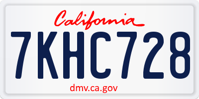 CA license plate 7KHC728