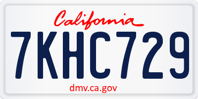 CA license plate 7KHC729