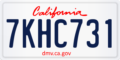CA license plate 7KHC731