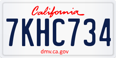 CA license plate 7KHC734