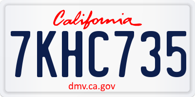 CA license plate 7KHC735