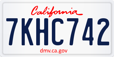 CA license plate 7KHC742