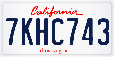 CA license plate 7KHC743