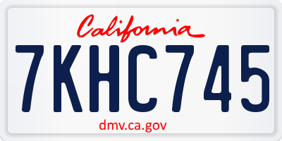 CA license plate 7KHC745