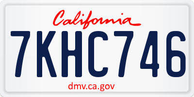 CA license plate 7KHC746
