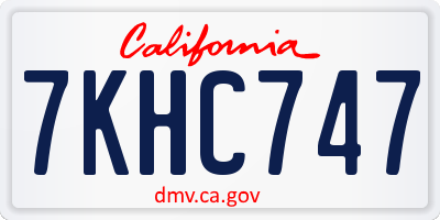 CA license plate 7KHC747