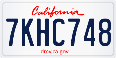 CA license plate 7KHC748