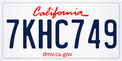 CA license plate 7KHC749