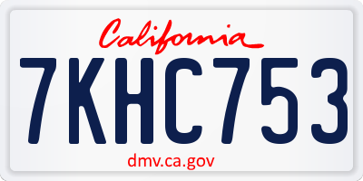 CA license plate 7KHC753