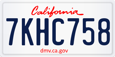CA license plate 7KHC758