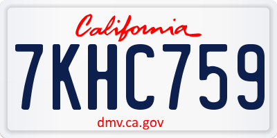 CA license plate 7KHC759