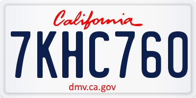 CA license plate 7KHC760