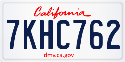 CA license plate 7KHC762