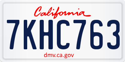 CA license plate 7KHC763