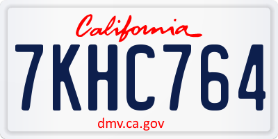 CA license plate 7KHC764