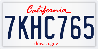 CA license plate 7KHC765
