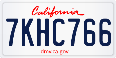 CA license plate 7KHC766