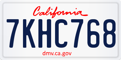 CA license plate 7KHC768
