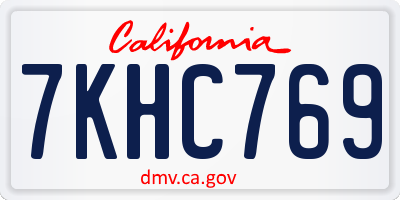 CA license plate 7KHC769