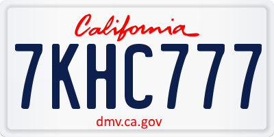 CA license plate 7KHC777