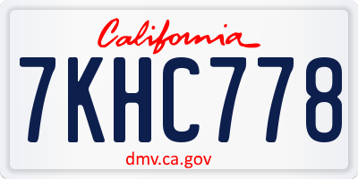 CA license plate 7KHC778