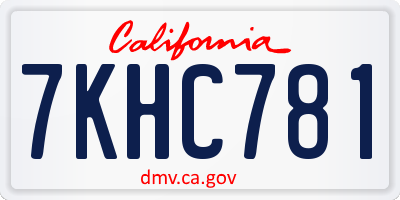 CA license plate 7KHC781