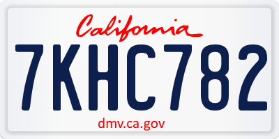 CA license plate 7KHC782