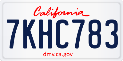 CA license plate 7KHC783
