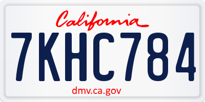 CA license plate 7KHC784
