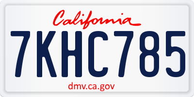 CA license plate 7KHC785