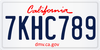CA license plate 7KHC789