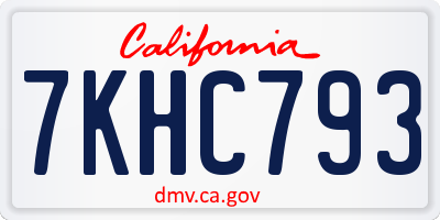 CA license plate 7KHC793