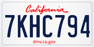 CA license plate 7KHC794
