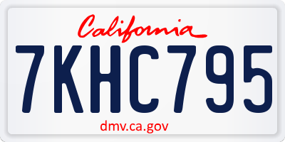CA license plate 7KHC795