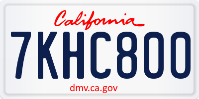 CA license plate 7KHC800