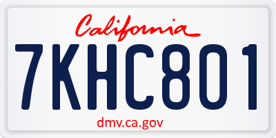 CA license plate 7KHC801