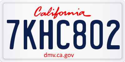 CA license plate 7KHC802