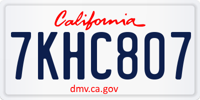 CA license plate 7KHC807