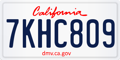 CA license plate 7KHC809