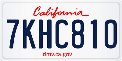 CA license plate 7KHC810