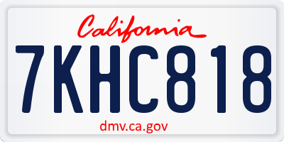 CA license plate 7KHC818