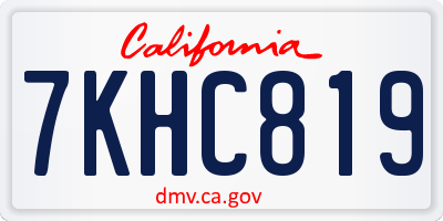 CA license plate 7KHC819