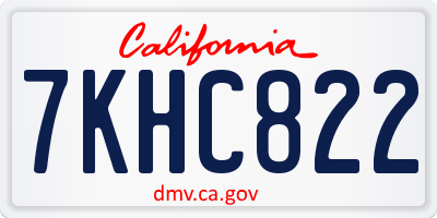 CA license plate 7KHC822