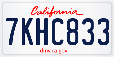 CA license plate 7KHC833