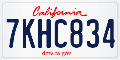 CA license plate 7KHC834