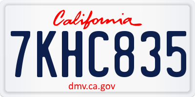 CA license plate 7KHC835